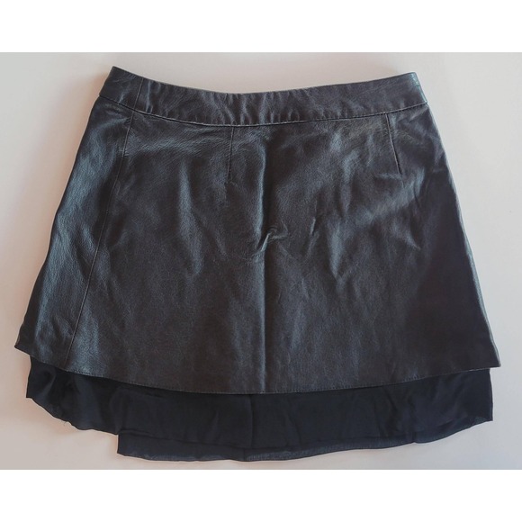 Joie Leather & Silk Snap Wrap Mini Skirt - Picture 2 of 8